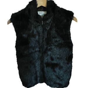Black Faux Fur Vest - Size Small